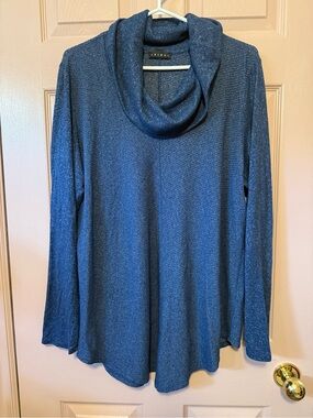 Tribal Women's Navy Cowl Neck Long-Sleeve Sweater